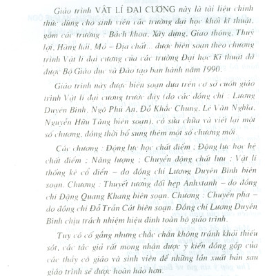 Vật Lí Đại Cương - Tập Một: Cơ-Nhiệt (Dùng Chung Các Trường Đại Học Khối Kĩ Thuật Công Nghiệp) - Tái bản lần thứ 26 năm 2023