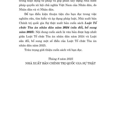 Luật Tổ chức Tòa án nhân dân năm 2024 (sửa đổi, bổ sung năm 2025)