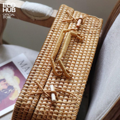 Giỏ đựng đồ ECOHUB bằng mây có tay cầm du lịch, đựng đồ dã ngoại E00197