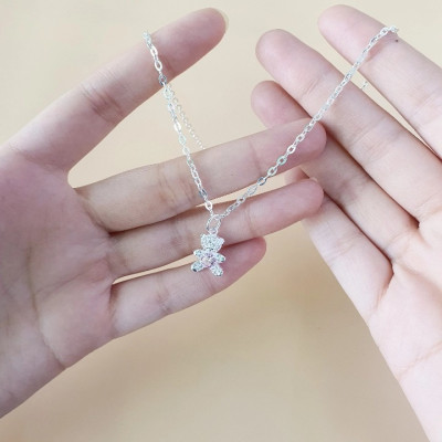 Dây Chuyền Trẻ Em Bạc 925 Hình Mặt Gấu Dễ Thương BẠC HIỂU MINH DTE063