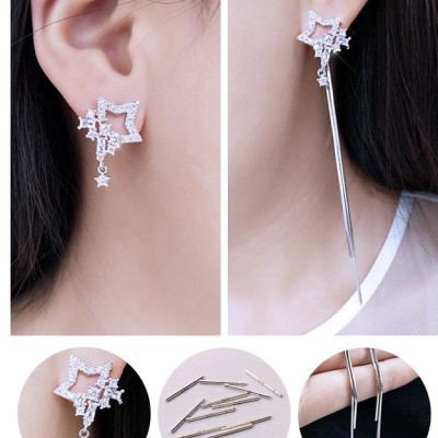 Bông tai nữ nửa sao đính đá đuôi dài