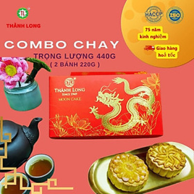 Hộp bánh trung thu 2 bánh chay 220g - Thành Long - Combo chay 2- 440g- Việt Nam