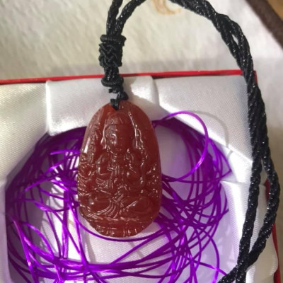 MẶT DÂY CHUYỀN THIÊN THỦ ĐỘ MỆNH NỮ TUỔI TÝ CHẤT LIỆU  ĐÁ MÃ NÃO ĐỎ SIZE 3CM 