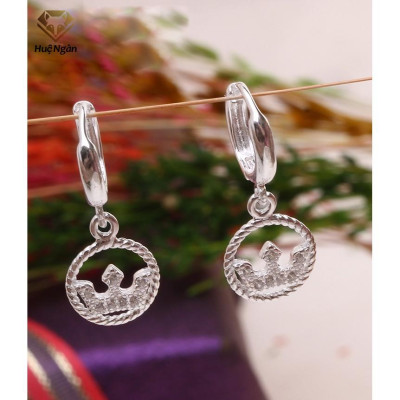 Bông tai bạc Ý 925 Huệ Ngân - Vương miện xinh RYE140813