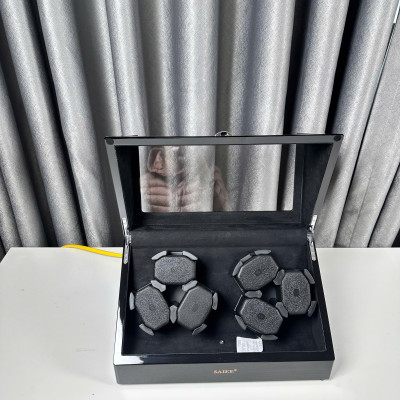 [BH 2 năm động cơ] Hộp Xoay 6 đồng hồ gỗ Saike nền nỉ