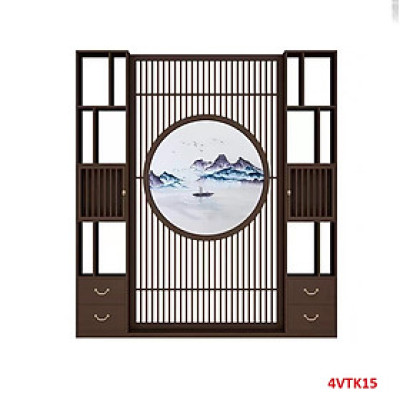 Vách ngăn phòng khách, vách ngăn tủ kệ bằng gỗ 4VTK15- Nội thất lắp ráp Viendong adv