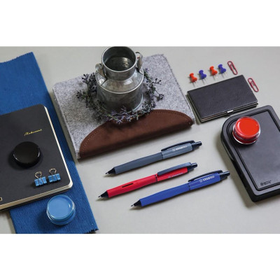 Bộ 2 cây Bút bi STABILO Palette GP268F (xanh) + 2 Ruột (GP268F-C2R) - Đỏ