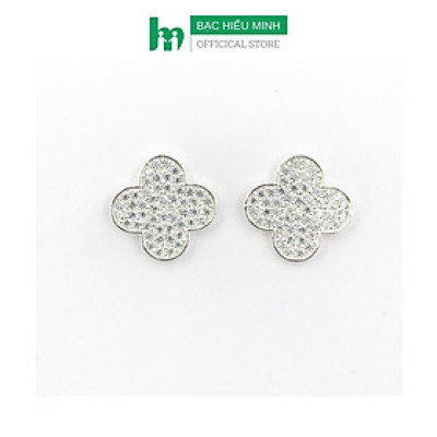 Bông Tai Khuyên Tai Bạc 925 Cỏ 4 Lá May Mắn Trang Nhã BẠC HIỂU MINH HT344