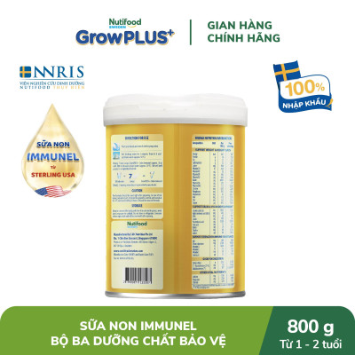 Sữa bột Nutifood GrowPLUS+ Sữa Non Immunel trên 1 tuổi Lon 800g