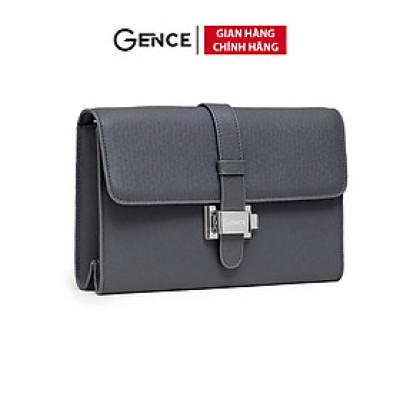 Ví Cầm Tay Công Sở Clutch Nam GENCE HT08 Da Bò Cao Cấp Màu Ghi Xám