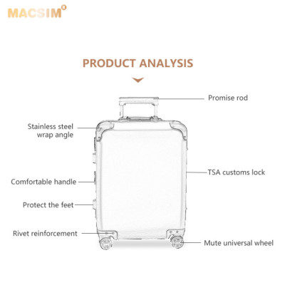 Vali tay kéo cao cấp chất liệu hợp kim nhôm nguyên khối MS1318 Macsim màu ti-gold cỡ 24inches