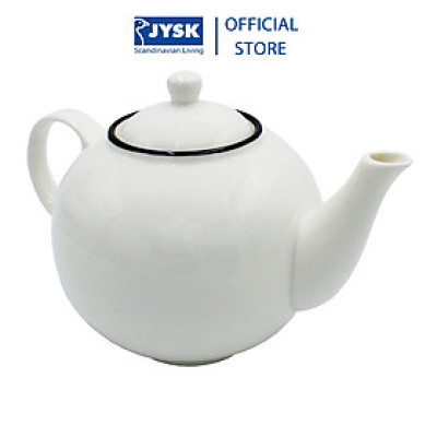 Bình trà | JYSK nID | sứ trắng bóng viền đen | 1.4L