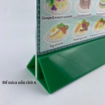 Kệ menu nhà hàng, Standee mica để bàn, Bảng quét mã QR Code, Kệ mica 2 mặt Enter E10-A 100x150mm đế lùa uốn chân chữ A
