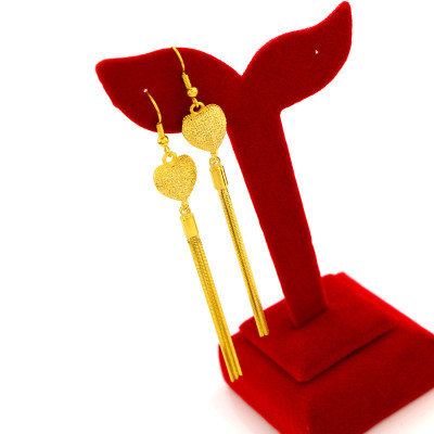 Bông tai nữ mạ 18k dáng dài kiểu Trái tim T1