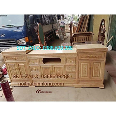 Kệ tivi gỗ sồi Nga 2m2