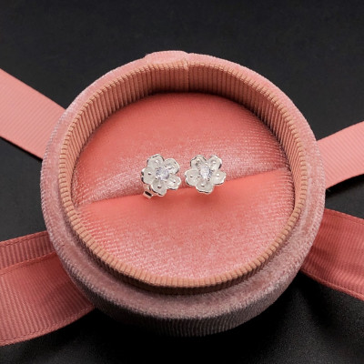 Hoa Tai, Bông Tai Nữ Hoa Anh Đào Bạc S925 Chính Hãng Bạc Hiểu Minh HT369