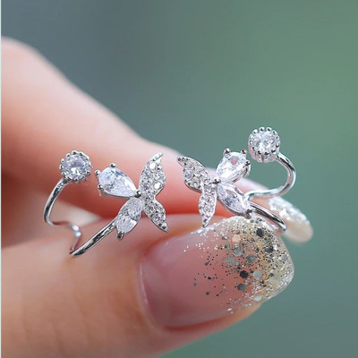 Bông tai bạc nữ trang sức bạc Ý S925 Bạc Xinh Huệ Ngân - Hoa đẹp RYE140958