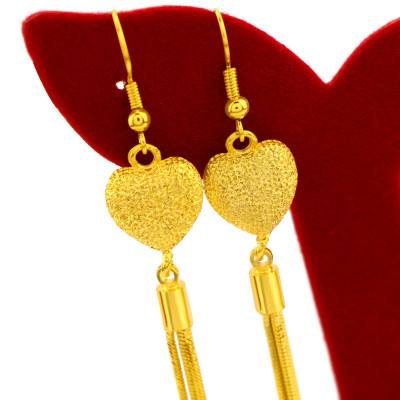 Bông tai nữ mạ 18k dáng dài kiểu Trái tim T1