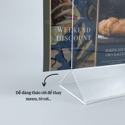 Kệ mica 2 mặt Enter E04 100x210mm chân tam giác