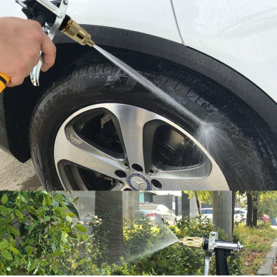 Bộ dây vòi xịt nước rửa xe, tưới cây . tăng áp 3 lần, loại 15m 206236 đầu đồng, cút, nối PE
