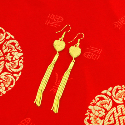 Bông tai nữ mạ 18k dáng dài kiểu Trái tim T1