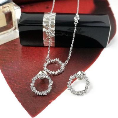 Bộ trang sức nữ 2 món mặt tròn đính đá Huyền thoại biển xanh