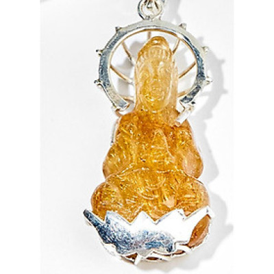 Mặt dây chuyền phật bà quan âm tóc vàng bọc bạc Ngọc Quý Gemstones