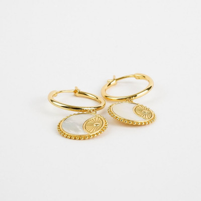 Bông Tai Ngọc Trai FW Thiết Kế UK Style (Ray of Sun Mother of Pearl) - MOOON Jewelry