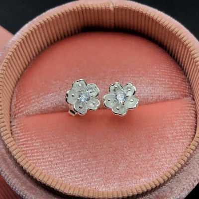 Hoa Tai, Bông Tai Nữ Hoa Anh Đào Bạc S925 Chính Hãng Bạc Hiểu Minh HT369