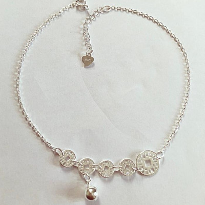 Lắc chân nữ bạc 925 bạc xinh - Chuỗi kim tiền may mắn RYBJ50089