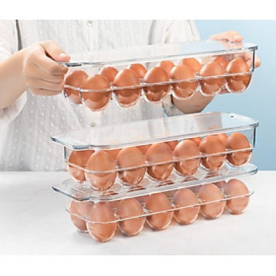 Khay đựng trứng cao cấp inochi, khay đựng trứng có nắp, nhựa không mùi thiết kế bền đẹp