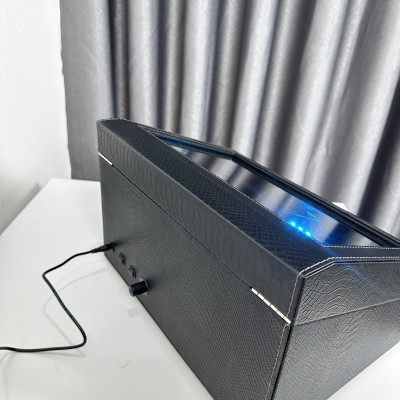 [BH 2 Năm Động Cơ] Hộp Đồng Hồ Cơ 6 Xoay + 6 Tĩnh SAIKE Vỏ Da Sần Dày Có Đèn Led