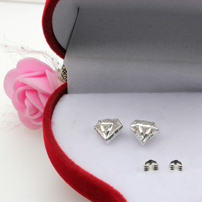 Bông Tai Hoa Tai Bạc Hiểu Minh HT310 Hình Viên Kim Cương Phay Bạc Ta