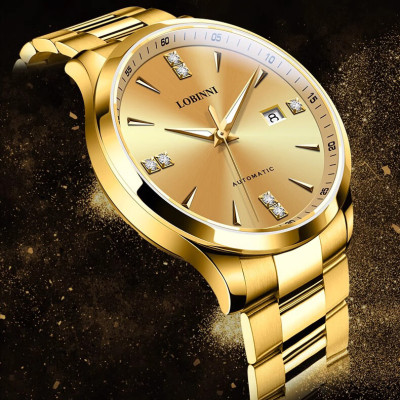 Đồng hồ nam chính hãng LOBINNI L19002-3, Chống nước 50m,Bh 24 tháng,Máy cơ Automatic,dây thép xịn