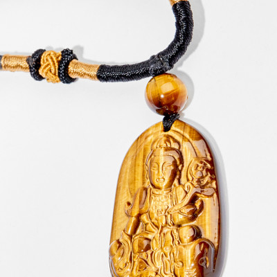 Mặt Dây Chuyền Phổ Hiền Bồ Tát Đá Mắt Hổ (3.6 x 2.3 cm) Ngọc Quý Gemstones
