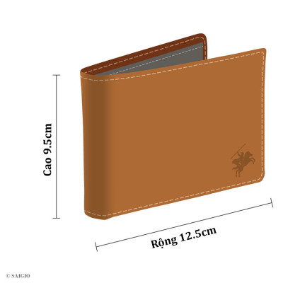 Ví Nam Polka Da Bò Full Grain, Size Lớn, Thiết Kế Cổ Điển, Đơn Giản - Mỏng Nhẹ, Dáng Ngang - Gập 2, Ngăn Đựng Tiền Có Khóa Kéo, Nhiều Ngăn Để Giấy Tờ Tiện Dụng