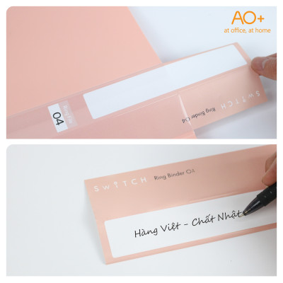 Bìa Còng O4 Switch ON AO+, Nhựa PP/ A4, 4 Nhẫn O, Kèm Bộ Phân Trang và Túi Sơ Mi Lỗ, (25/35/50 mm)