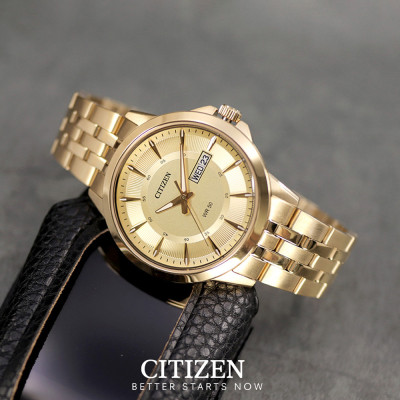 Đồng Hồ Nam Citizen Dây Thép Không Gỉ BF2013-56P - Mặt Vàng