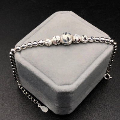 Vòng , Lắc Tay Chân Cho Bé Bạc Ta Kiểu Bi Phay Tinh Tế BẠC HIỂU MINH LTE533