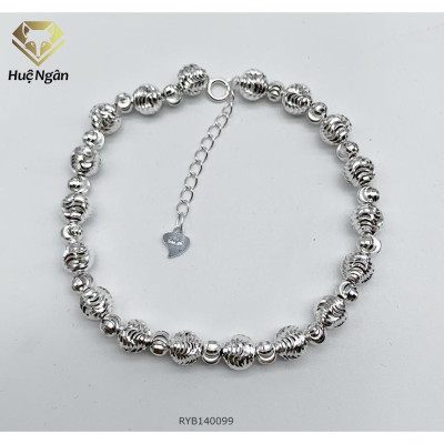 Lắc tay bạc 925 Huệ Ngân -Bi phay màu trắng RYB140099-T