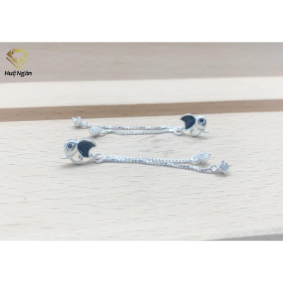 Bông tai bạc Ý 925 Huệ Ngân - Voi con đáng yêu dáng dài ZCE15111
