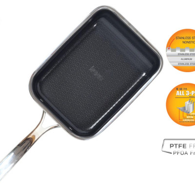 [Hàng chính hãng-iMat hybrid] Chảo chiên  trứng vuông 15cm iMat Hybrid, chống dính gốm Ceramic đen 