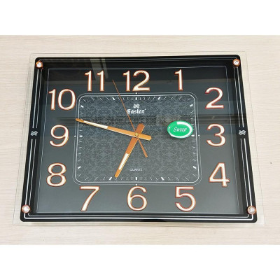 Đồng Hồ Eastar Chữ nhật Mặt Kính Nổi 3D Có Dạ Quang, Kim trôi (Mặt Đen)