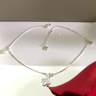 Lắc chân nữ bạc 925 bạc xinh Huệ Ngân - Cỏ bốn lá may mắn RYBJ50079