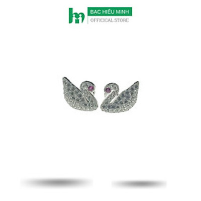 Bông Tai Khuyên Tai Bạc 925 Thiên Nga Đính Đá BẠC HIỂU MINH HT356