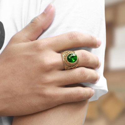 Nhẫn nam titan đẹp cao cấp thời trang inox thép không gỉ kiểu nhẫn mỹ trangsucpt đá xanh lá PTNNA219