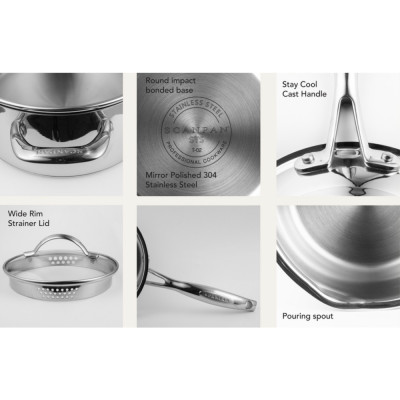 Nồi inox đáy liền Scanpan STS 16cm 7523 dùng bếp từ, máy rửa bát