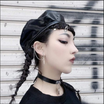 Bông tai nam nữ chữ N phối mặt dây chuyền chữ thập đinh nhọn cá tính gothic bí ẩn