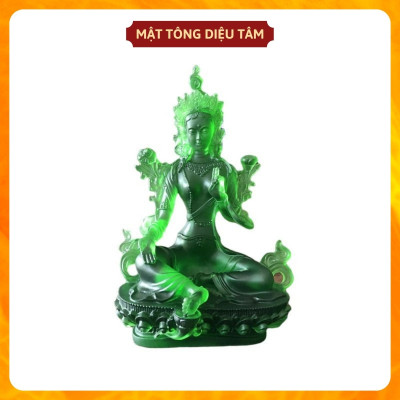 Tượng đức tara xanh lục độ phật mẫu lưu ly cao 12.8cm
