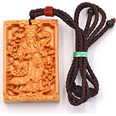 Vòng Cổ Mặt Gỗ Hoàng Đàn Khắc Hình Thần Tài MG36